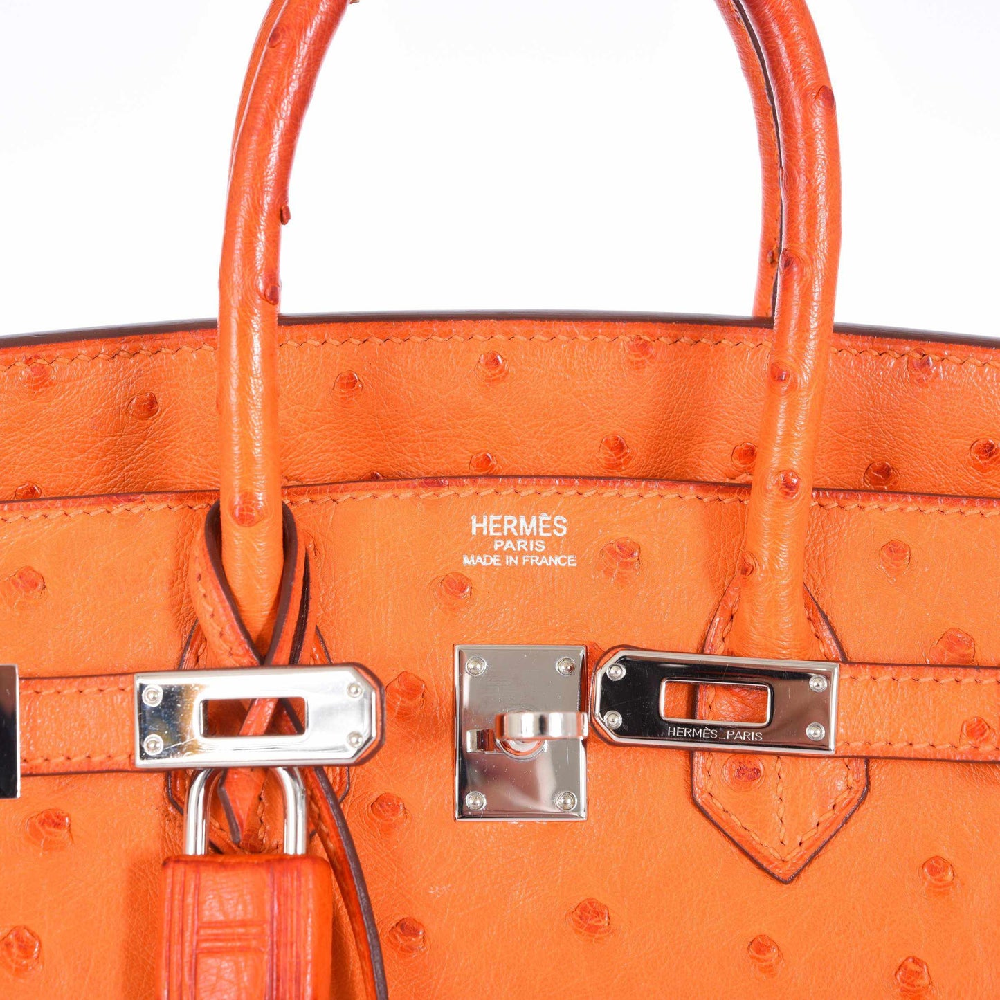 HermÃƒÆ’Ã‚Â¨s Birkin 25 Ostrich Tangerine Orange Palladium