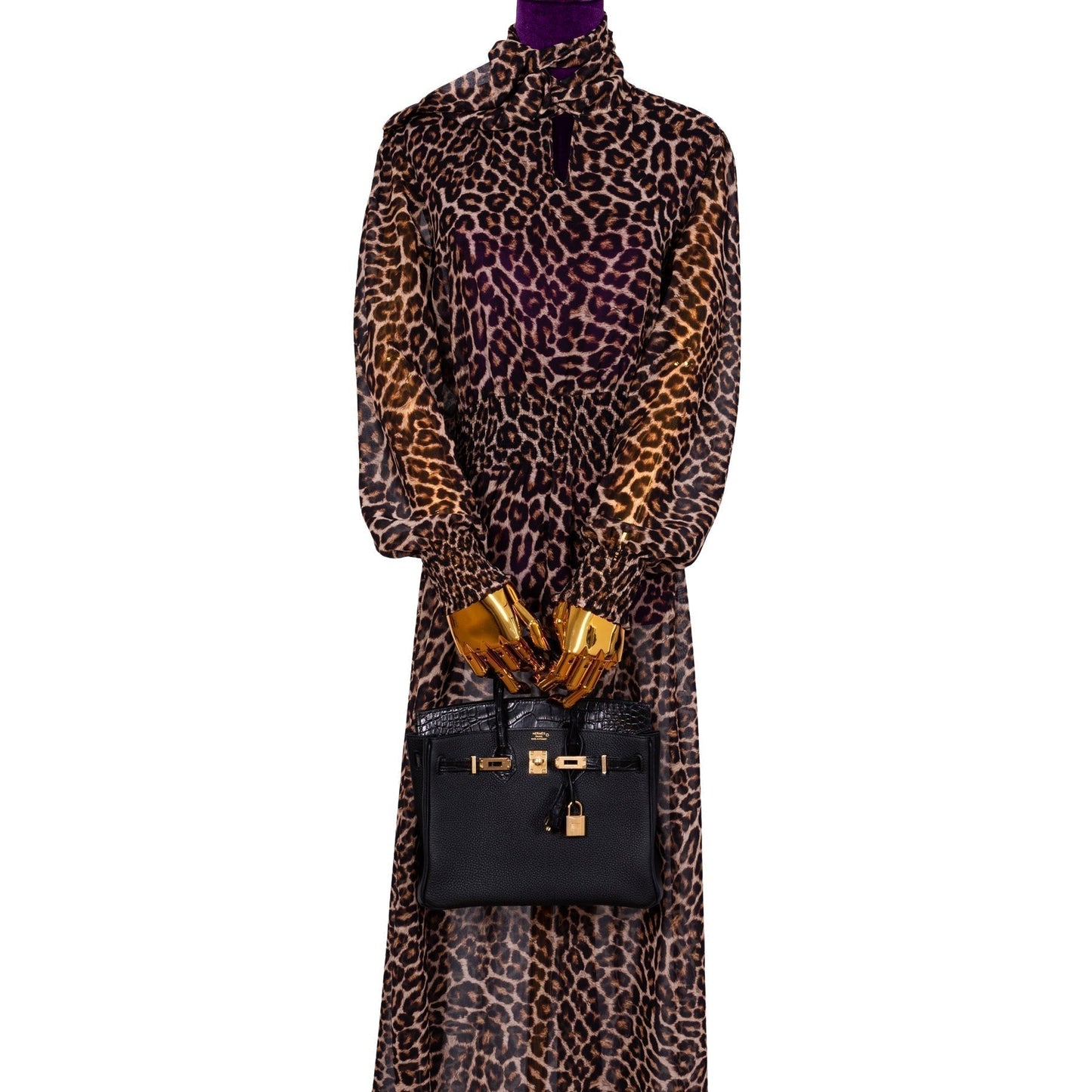 HermÃƒÆ’Ã‚Â¨s Birkin 25 Touch Black Togo and Matte Alligator Gold Hardware