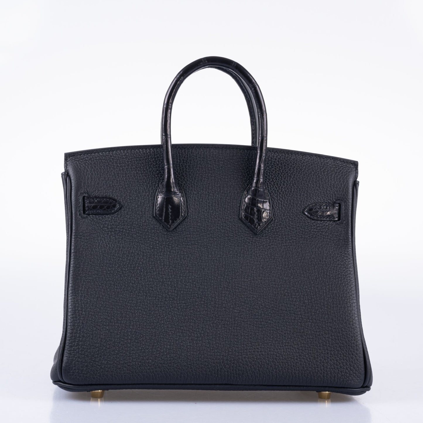 HermÃƒÆ’Ã‚Â¨s Birkin 25 Touch Black Togo and Matte Alligator Gold Hardware