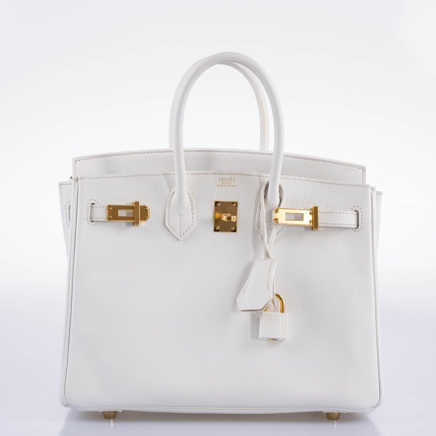 HermÃƒÆ’Ã‚Â¨s Birkin 25 White Epsom with Gold Hardware - 2013, Q Square