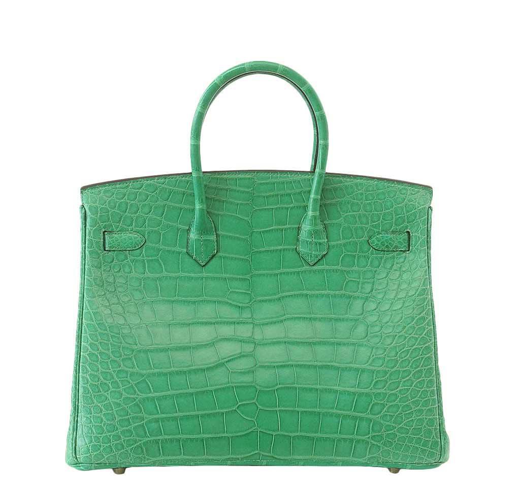 HermÃƒÆ’Ã‚Â¨s Matte Alligator Birkin 35 Cactus Bag GHW
