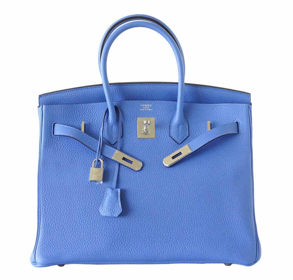 HermÃƒÆ’Ã‚Â¨s Birkin 35 Bleu Paradis Clemence Bag