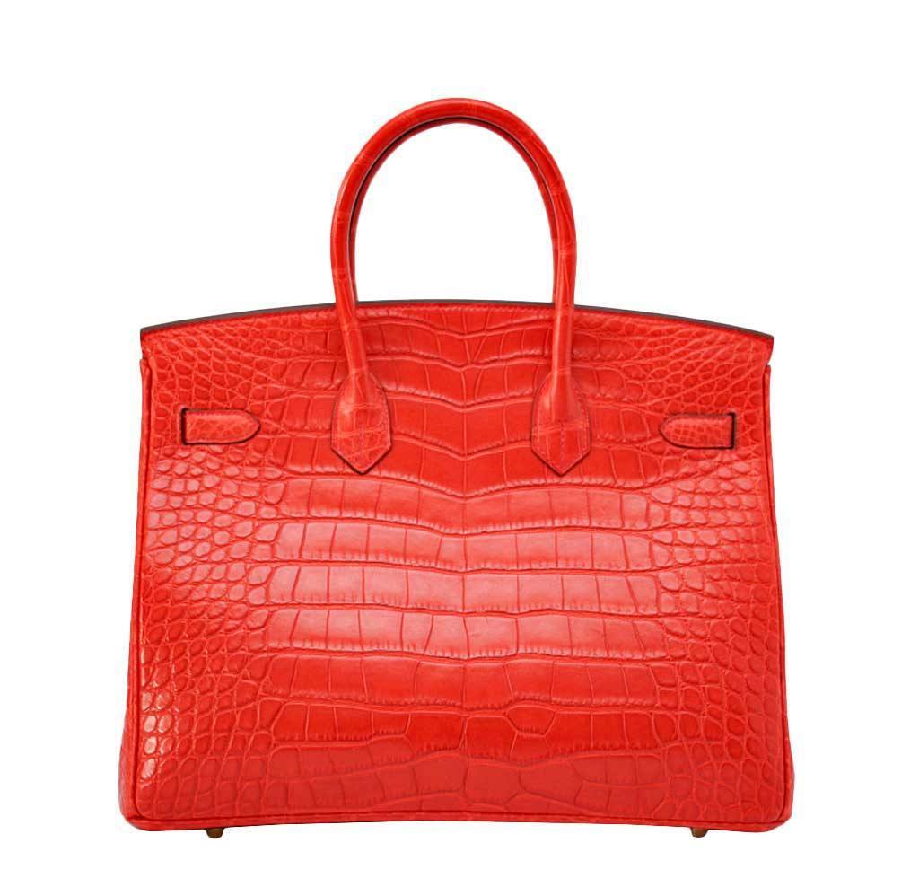 HermÃƒÆ’Ã‚Â¨s Birkin 35 Geranium Alligator Bag GHW