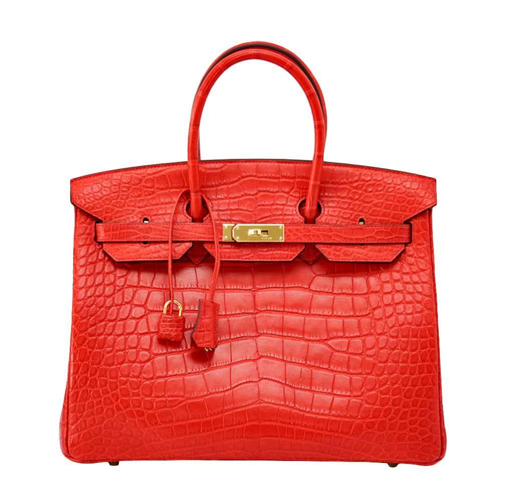 HermÃƒÆ’Ã‚Â¨s Birkin 35 Geranium Alligator Bag GHW