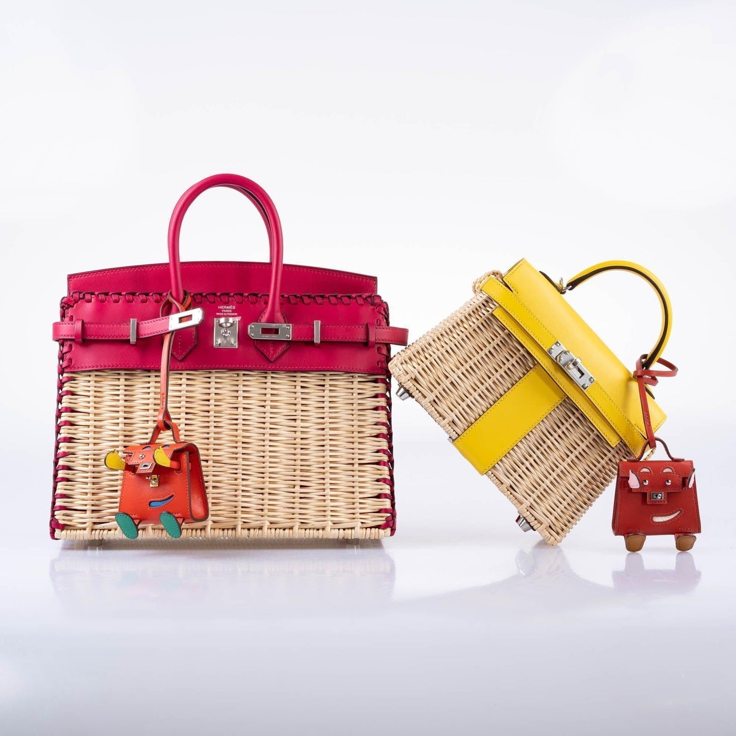 HermÃƒÆ’Ã‚Â¨s Picnic Birkin 25 Osier Wicker & Framboise Swift with Palladium Hardware