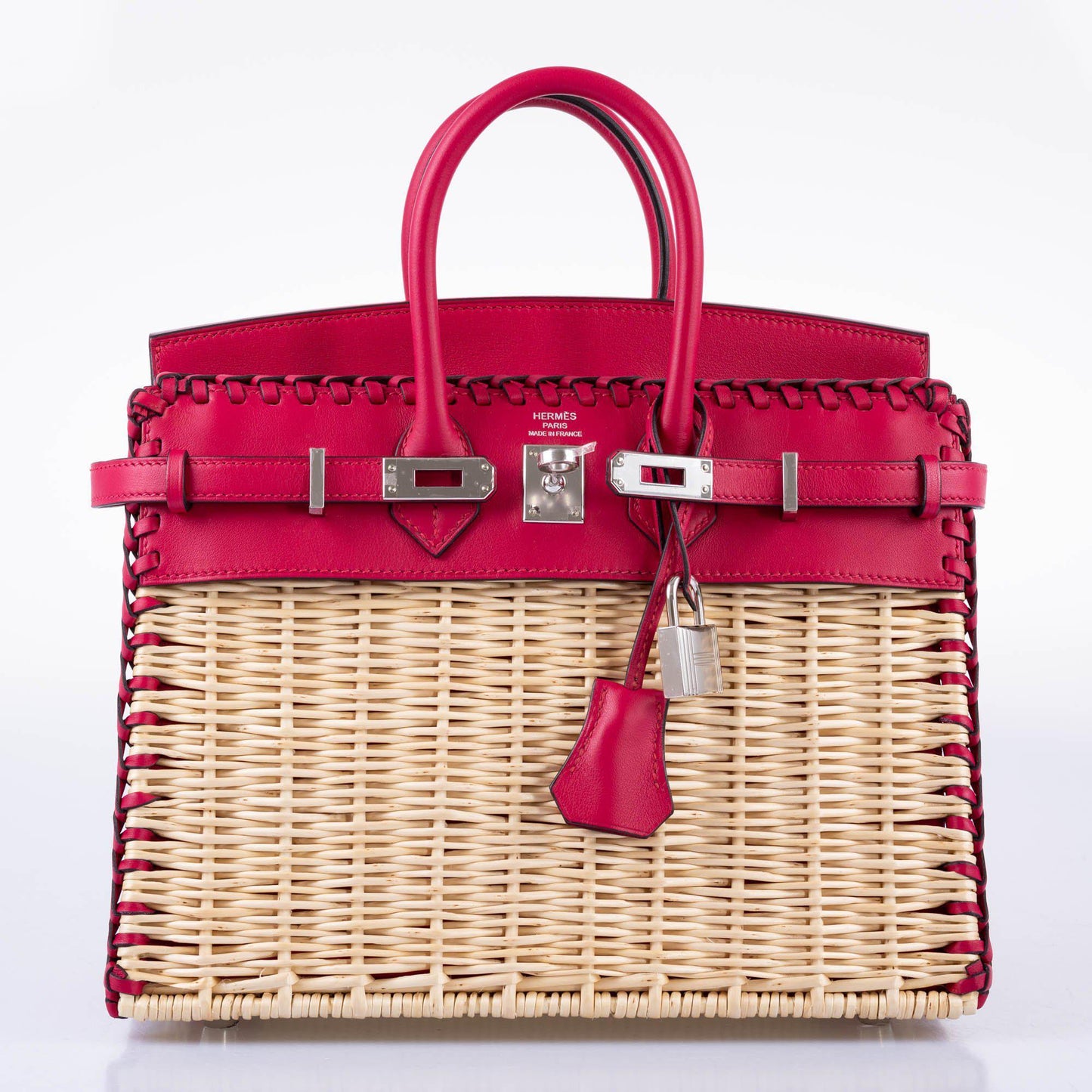 HermÃƒÆ’Ã‚Â¨s Picnic Birkin 25 Osier Wicker & Framboise Swift with Palladium Hardware - 2021, Z