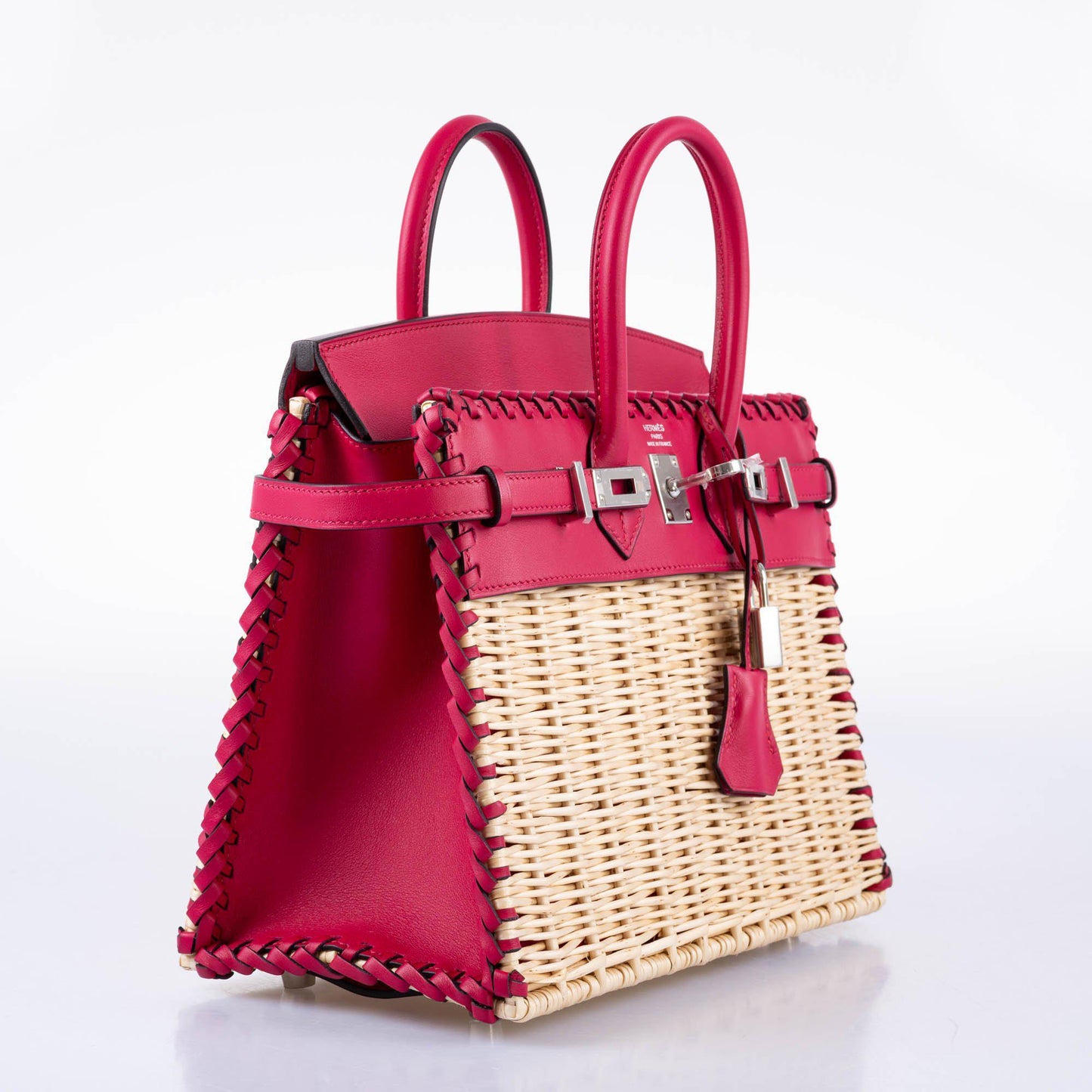 HermÃƒÆ’Ã‚Â¨s Picnic Birkin 25 Osier Wicker & Framboise Swift with Palladium Hardware - 2021, Z