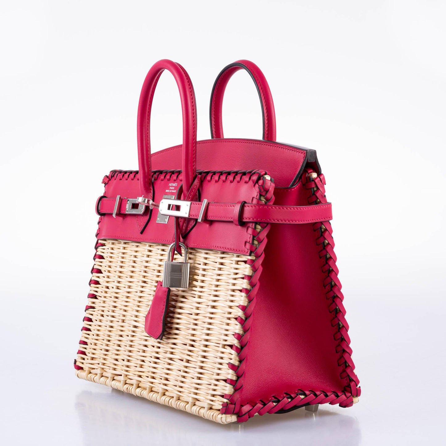 HermÃƒÆ’Ã‚Â¨s Picnic Birkin 25 Osier Wicker & Framboise Swift with Palladium Hardware - 2021, Z