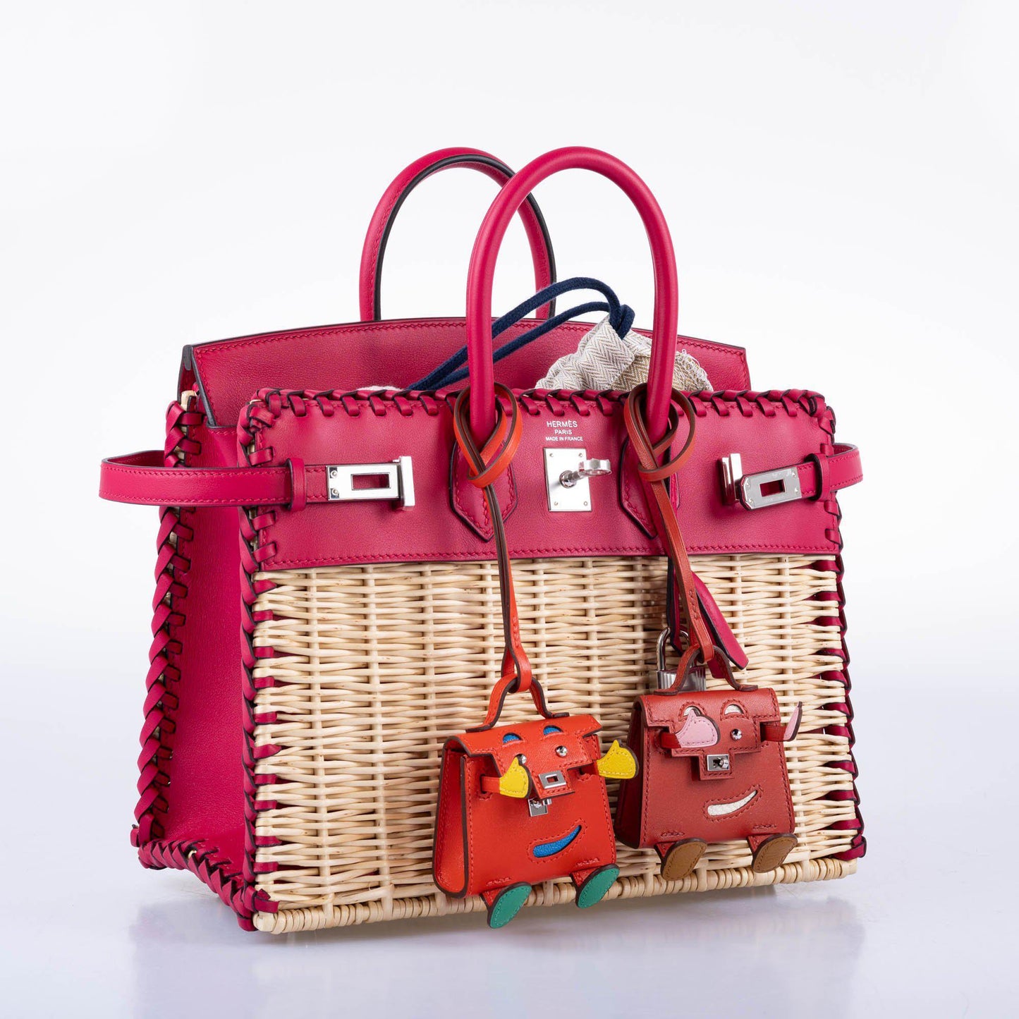 HermÃƒÆ’Ã‚Â¨s Picnic Birkin 25 Osier Wicker & Framboise Swift with Palladium Hardware