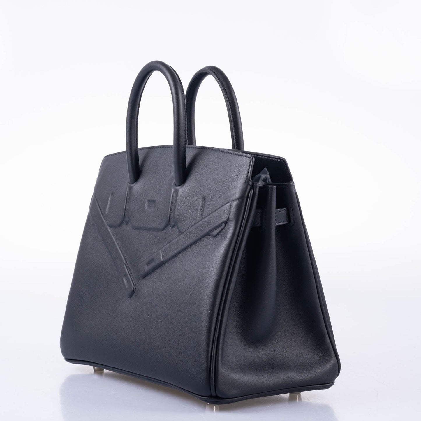 HermÃƒÆ’Ã‚Â¨s Shadow Birkin 25 Black Swift Leather Palladium Hardware