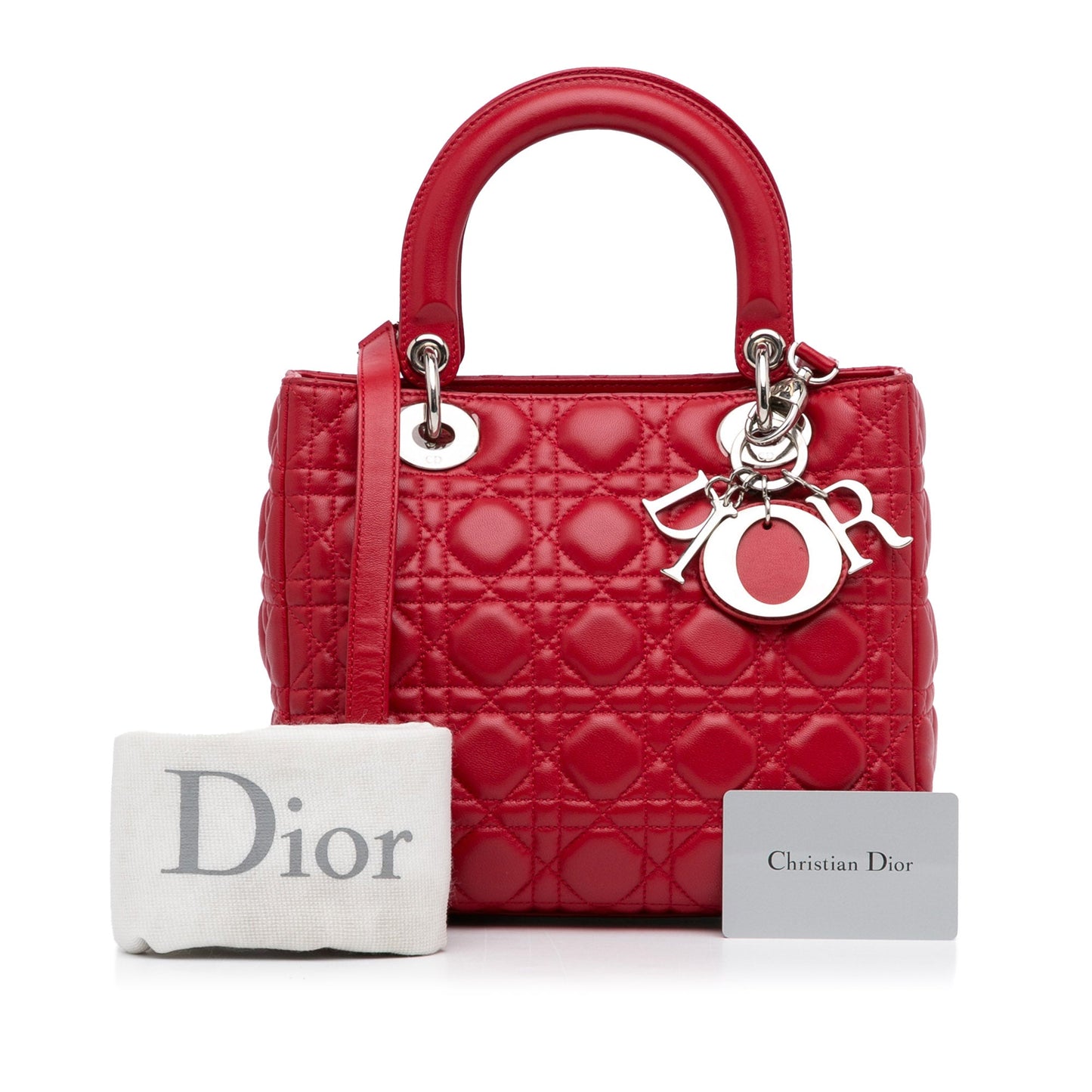 Dior Lady Dior Medium Red Cannage Quilted Leather