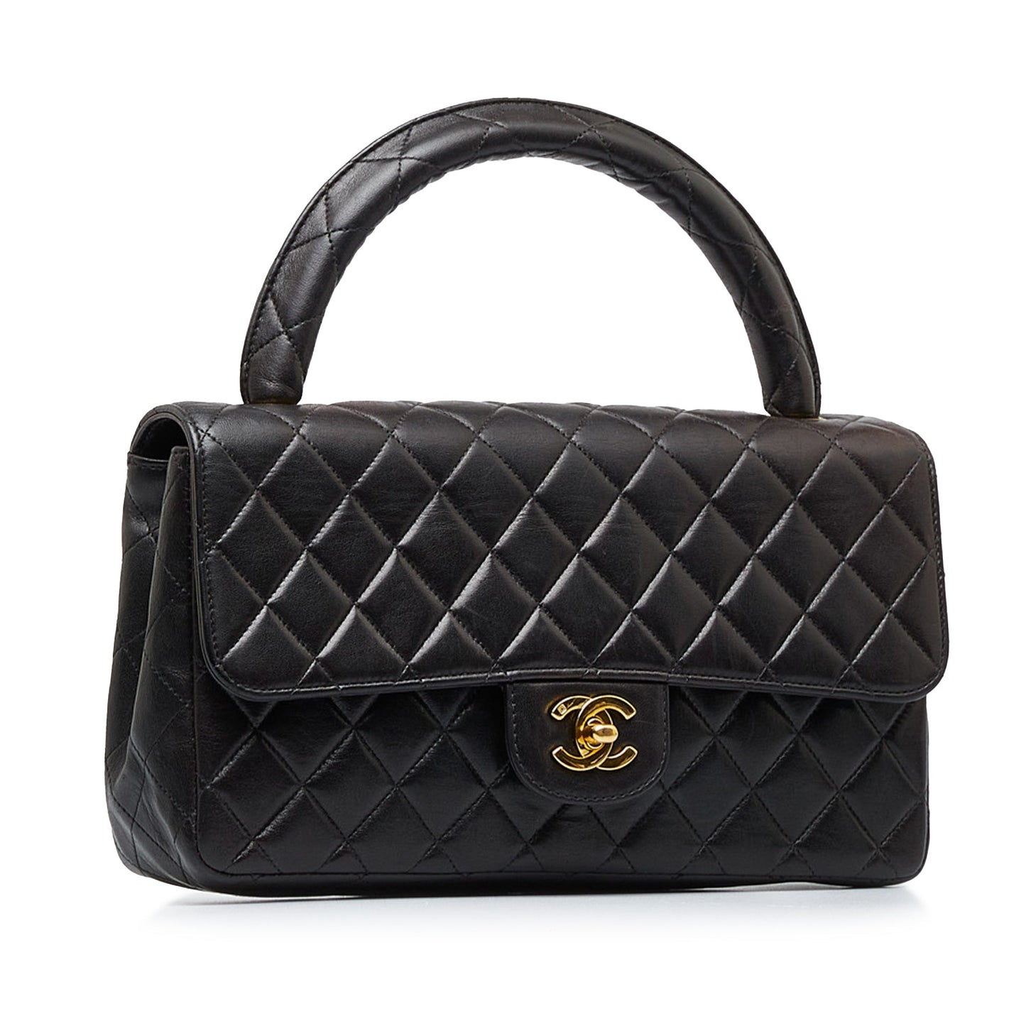 Chanel Kelly Parent Top Handle Medium Black Lambskin Gold