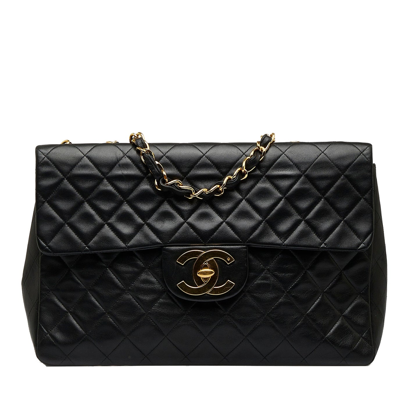 Chanel Classic Single Flap Jumbo Black Lambskin Gold