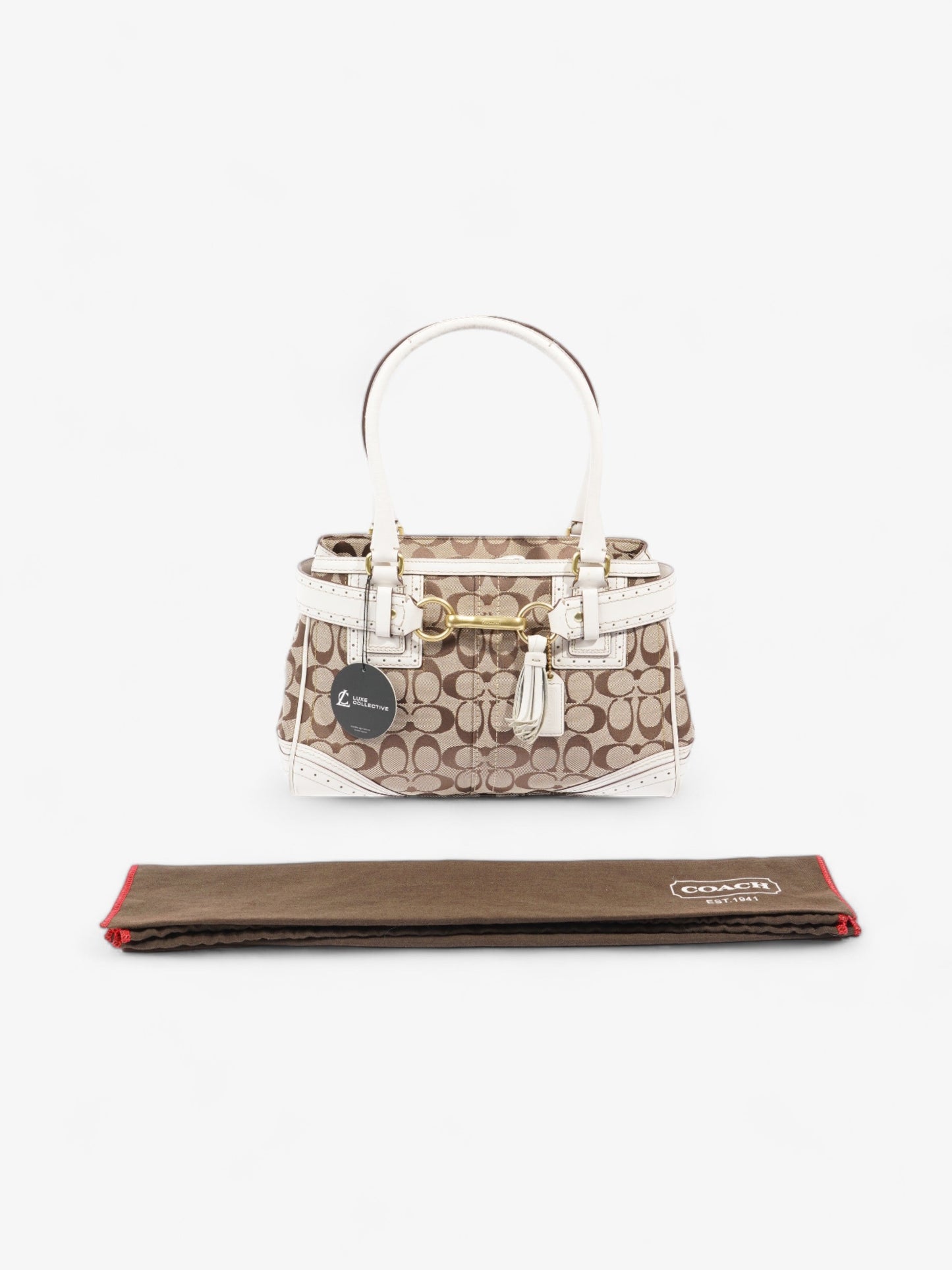 Coach Signature Carryall Tote Brown  / White Canvas Medium