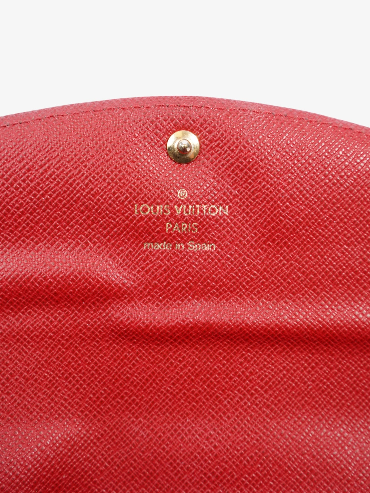 Louis Vuitton Kaisa Long Wallet Damier Ebene / Red / Gold Coated Canvas