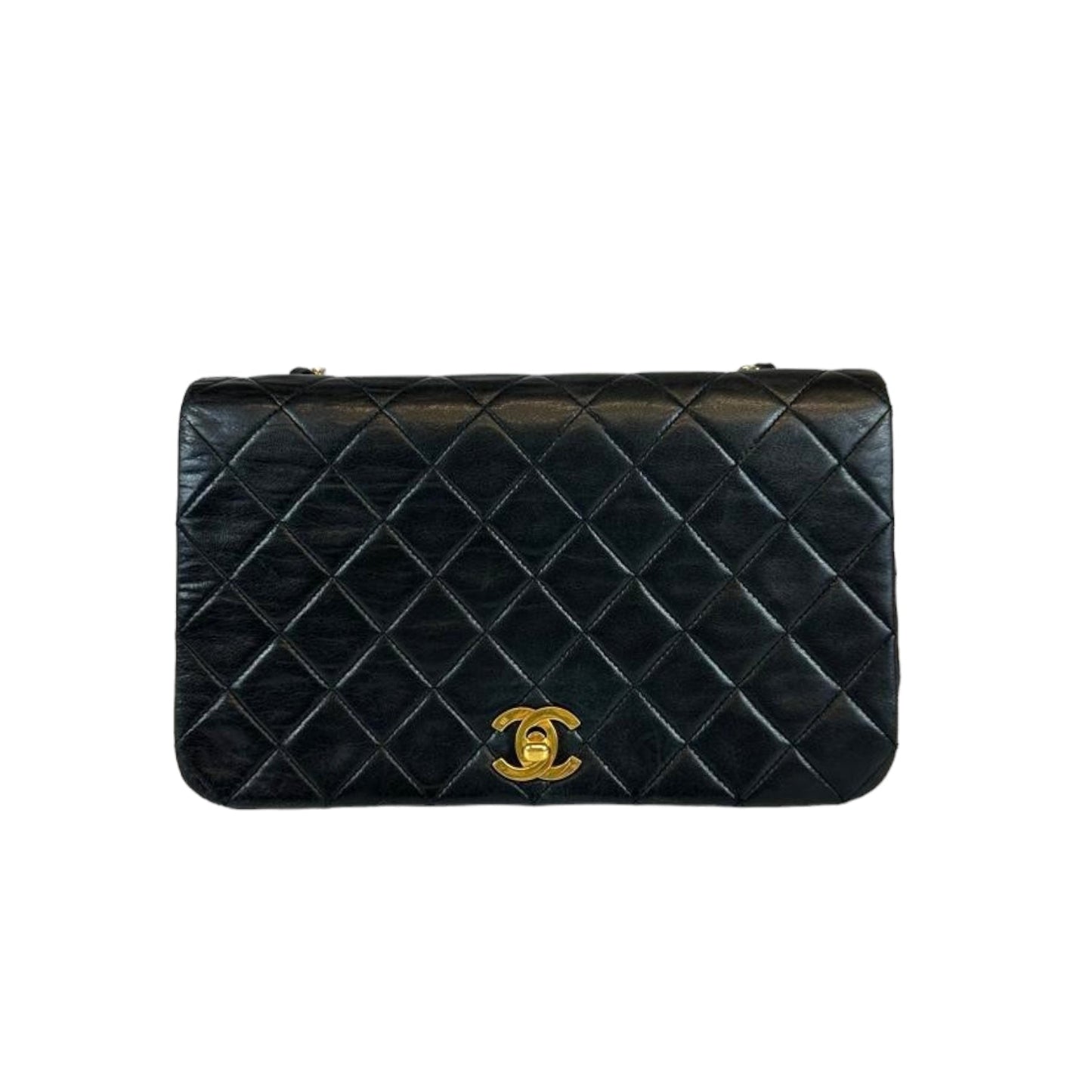 Chanel Full Flap Bag Small Black Lambskin Gold