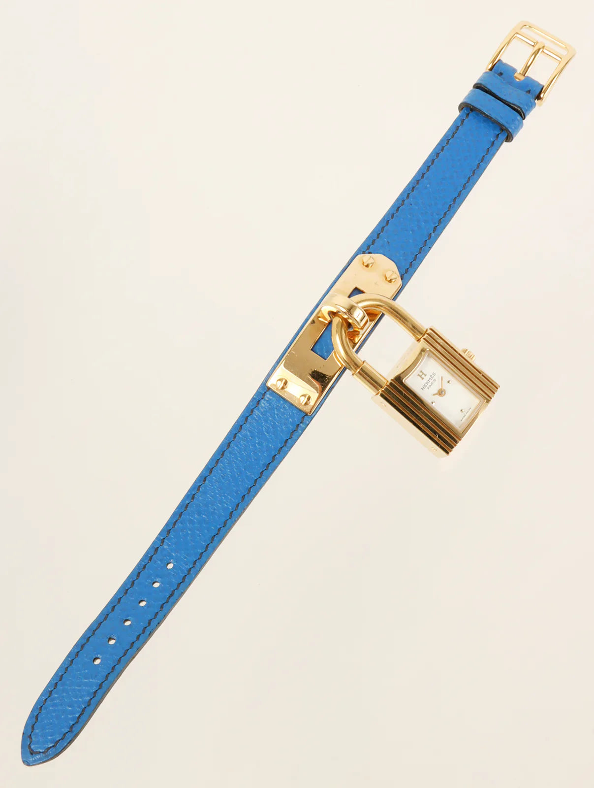 HERMES 1995 Made Kelly Watch Gold/Blue