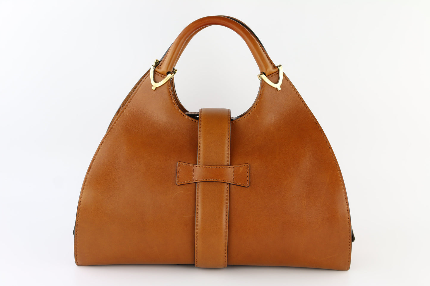 Brown Top Handle Stirrup Bag