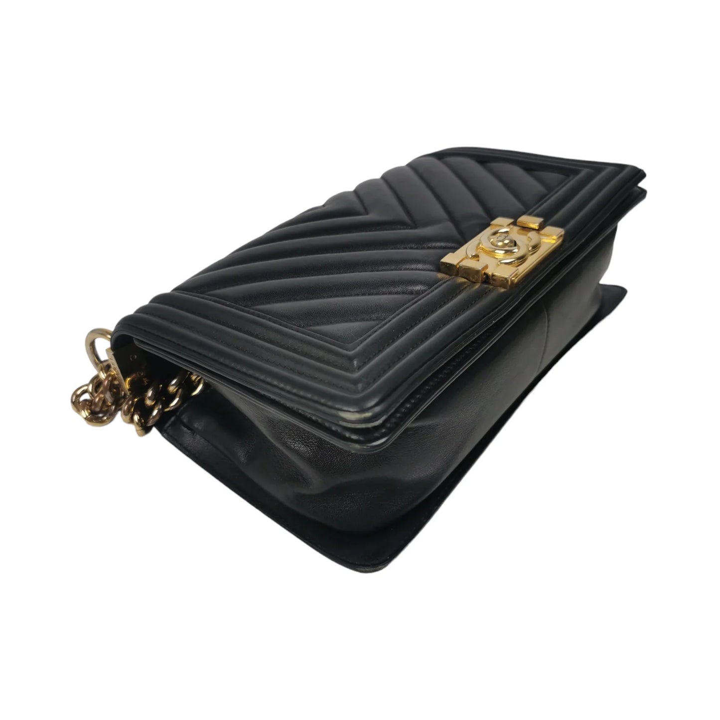 Chanel Boy Medium Black Chevron Lambskin Gold