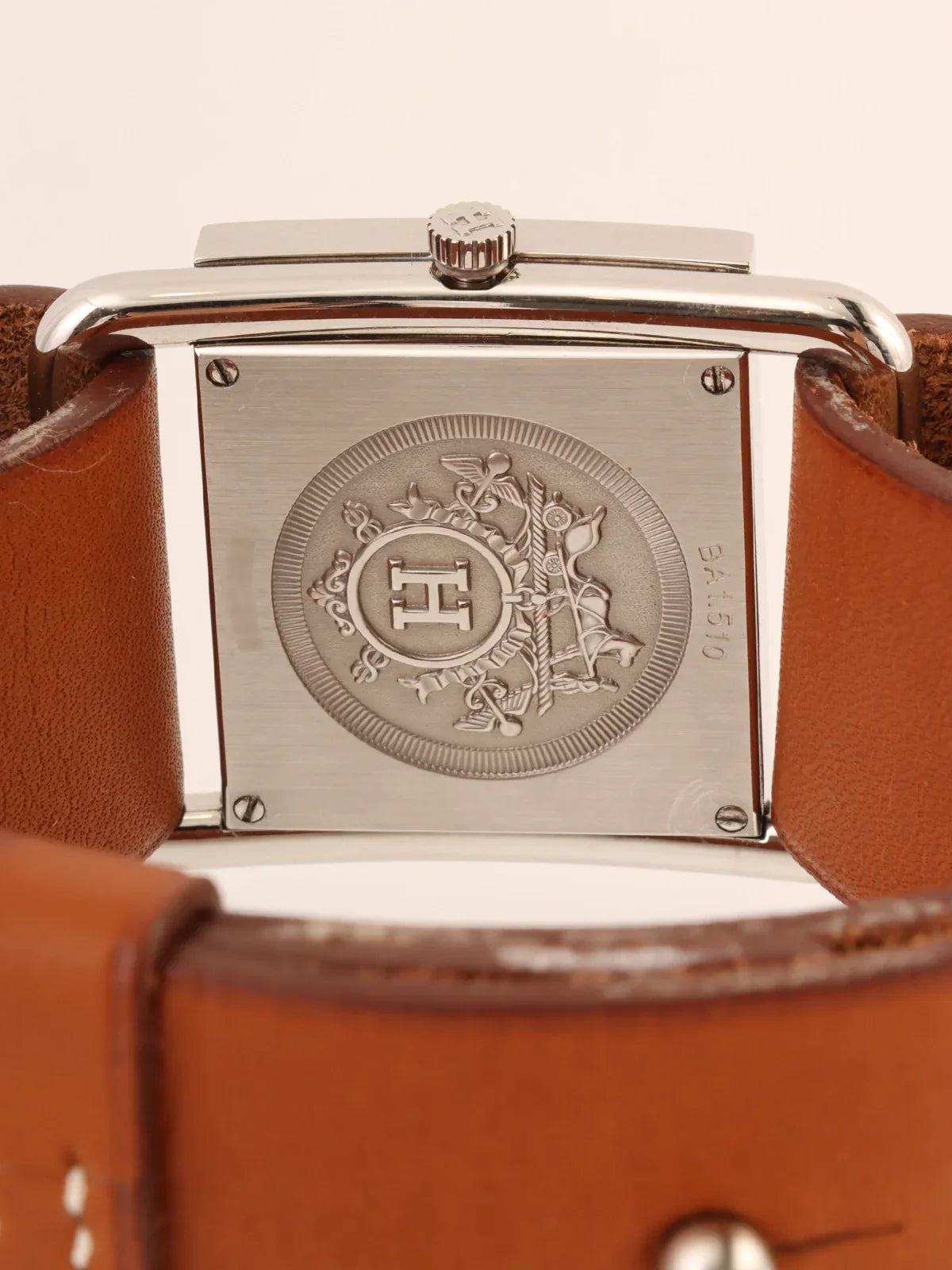 HERMES Barenia Watch Silver/Brown