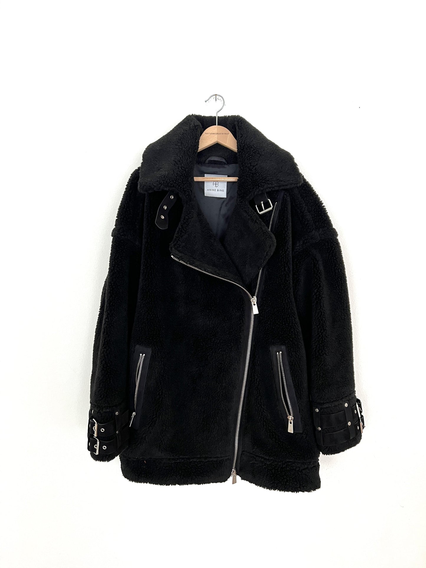 Faux Shearling Coat In Ink - Size S