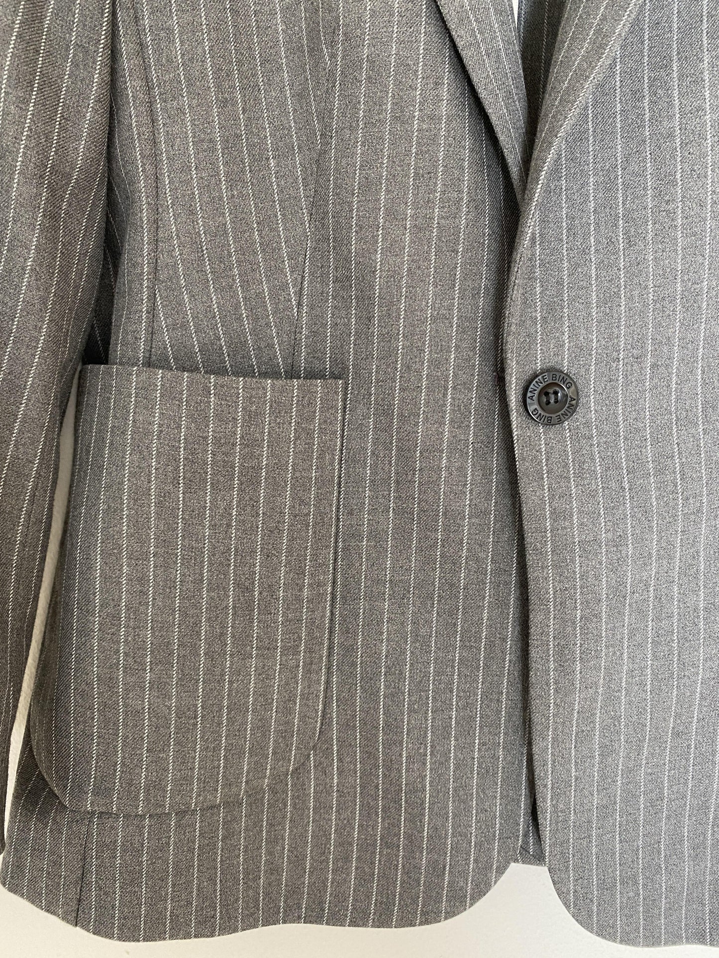 ANINE BING GREY SCHOOLBOY BLAZER WITH STRIPES - SIZE XS