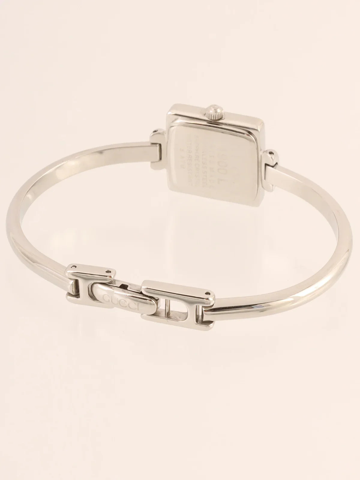 GUCCI Square Face Logo Bangle Watch Silver/Black