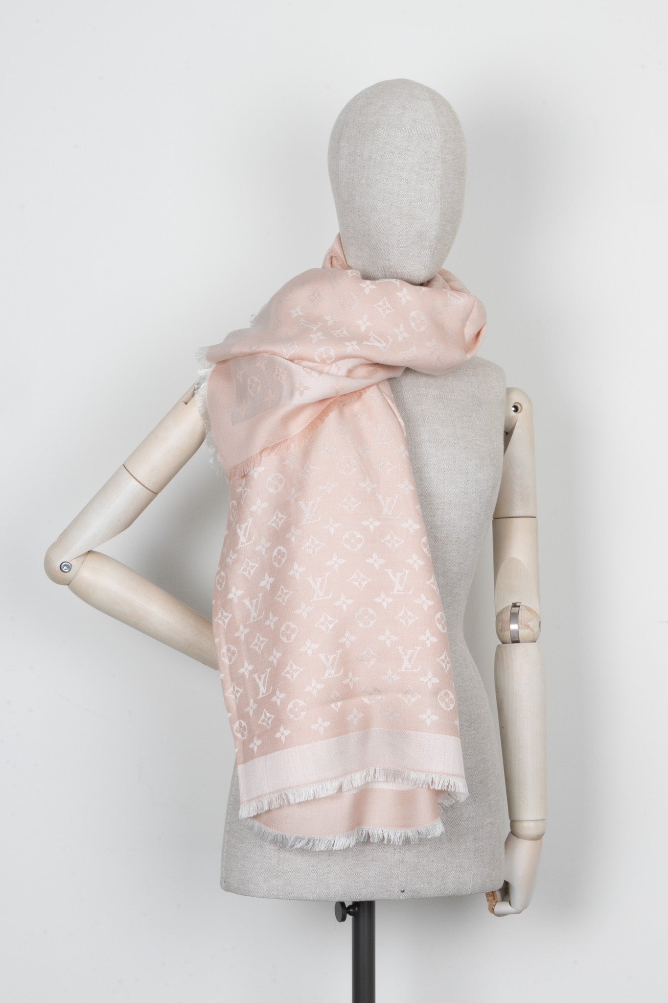 LOUIS VUITTON Scarf MNG Silk Wool Rosa