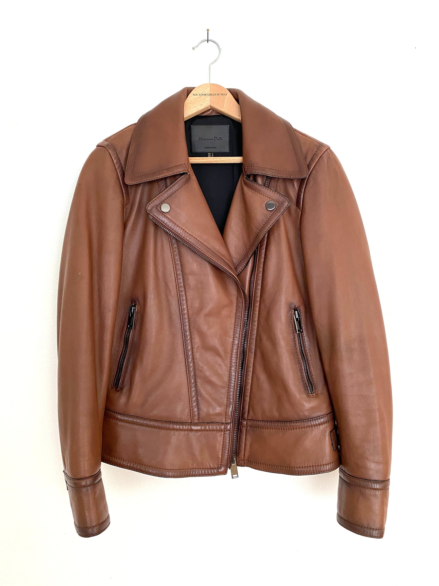 Brown Leather Jacket - Size EU 36 / US 4