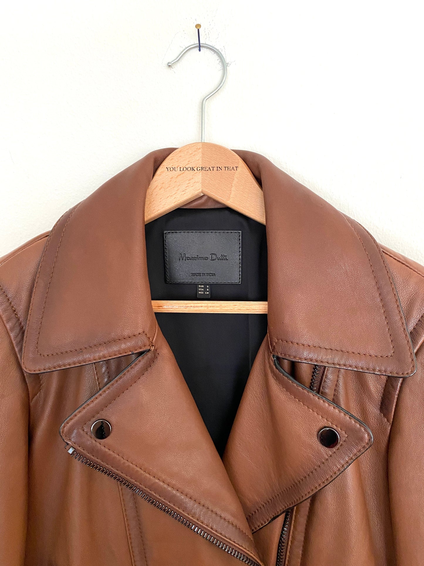 Brown Leather Jacket - Size EU 36 / US 4