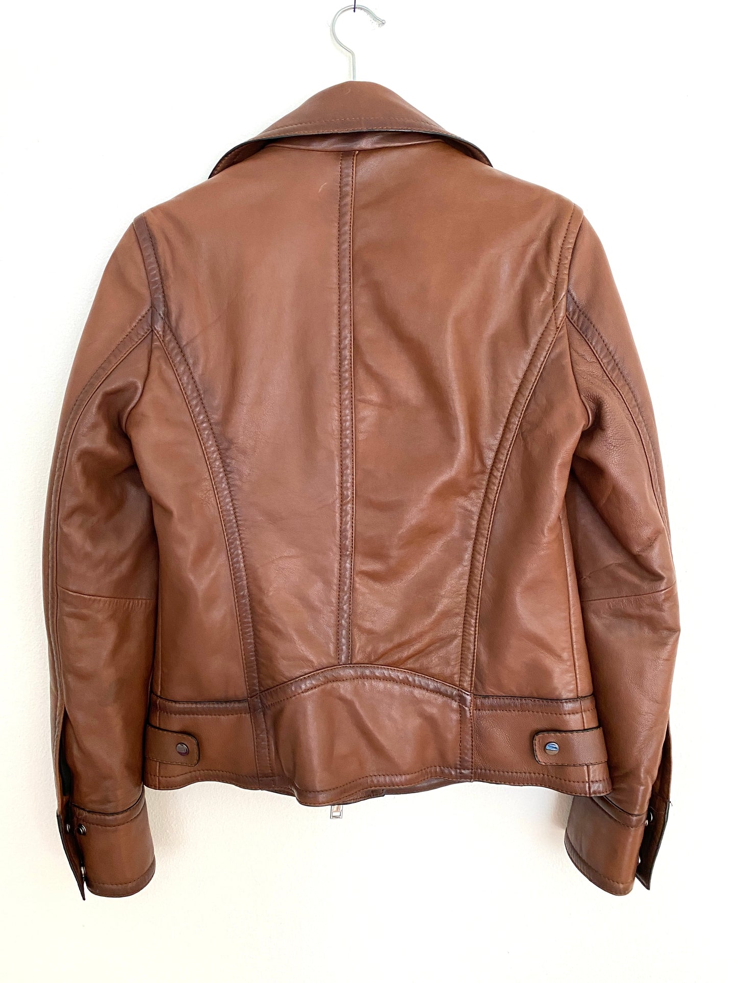 Brown Leather Jacket - Size EU 36 / US 4