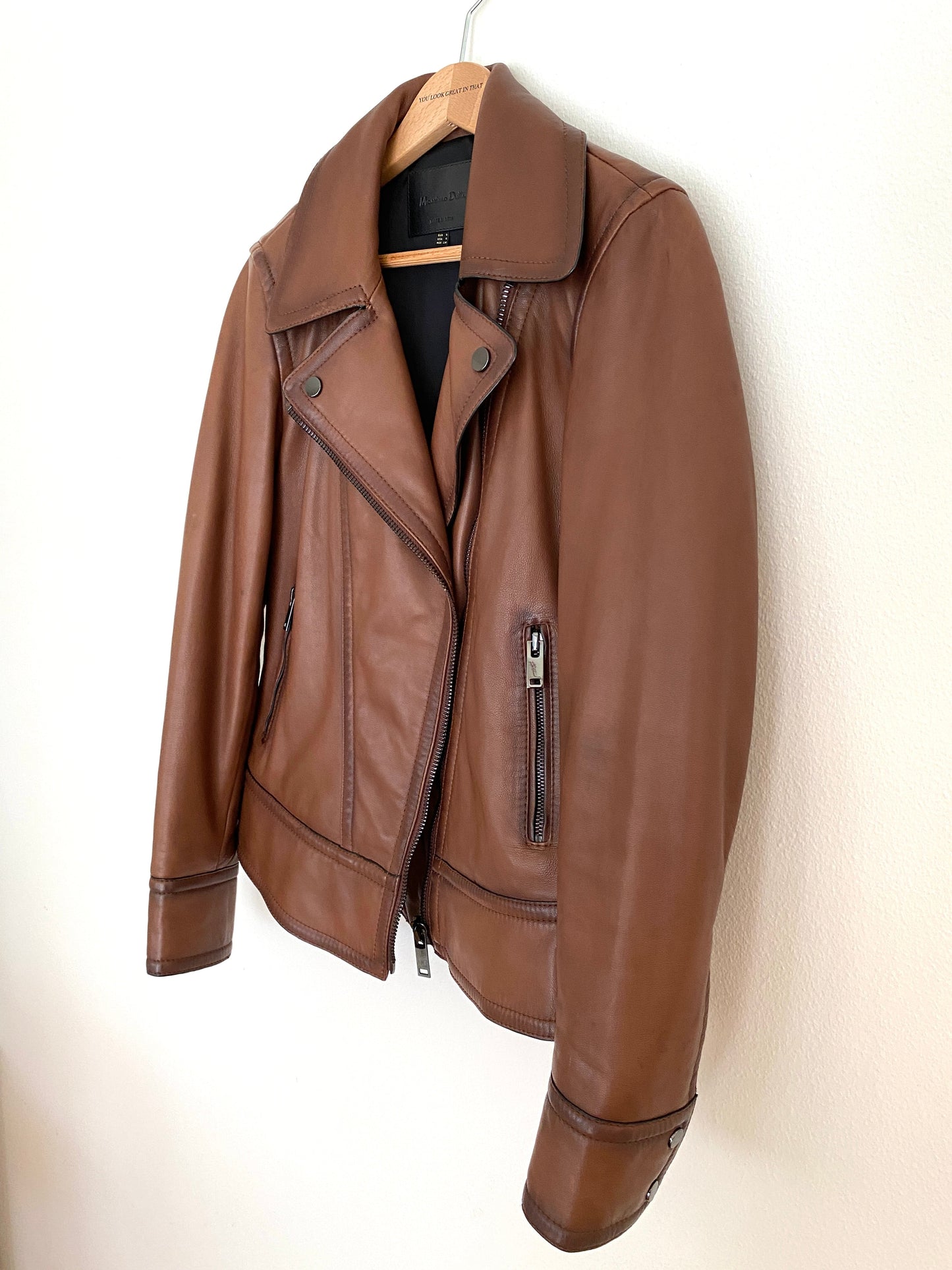 Brown Leather Jacket - Size EU 36 / US 4