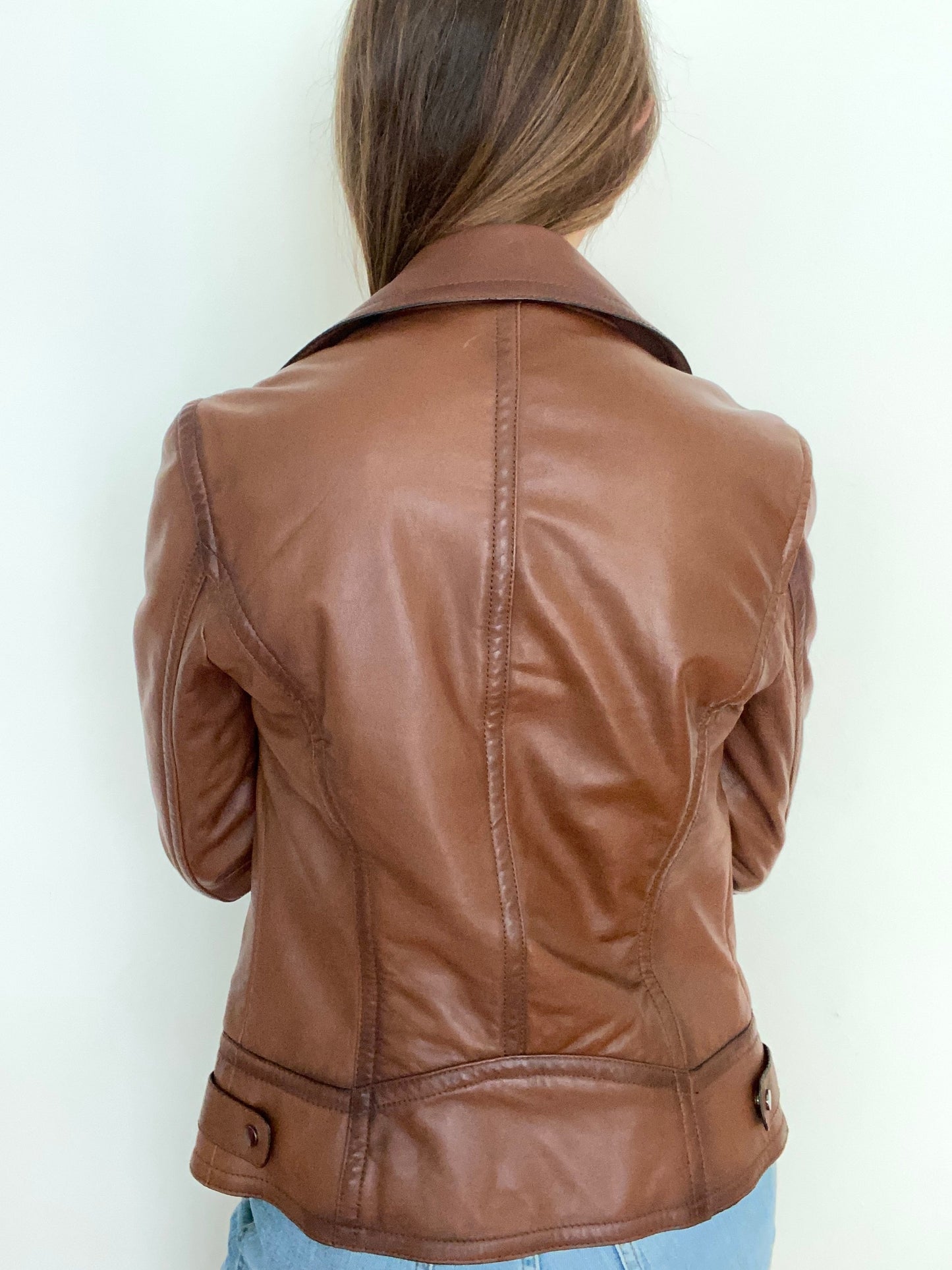 Brown Leather Jacket - Size EU 36 / US 4