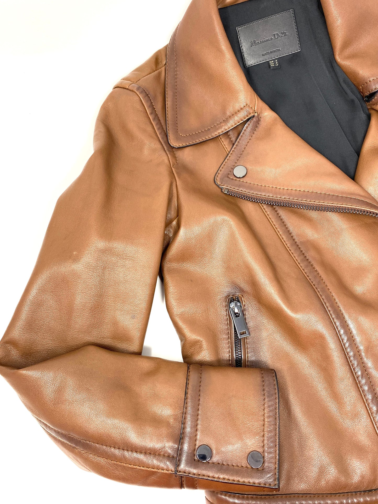 Brown Leather Jacket - Size EU 36 / US 4