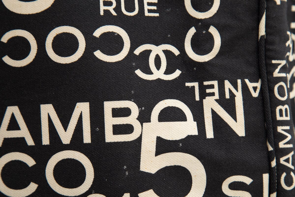 Chanel Black & White Rue Cambon Canvas Beach Tote