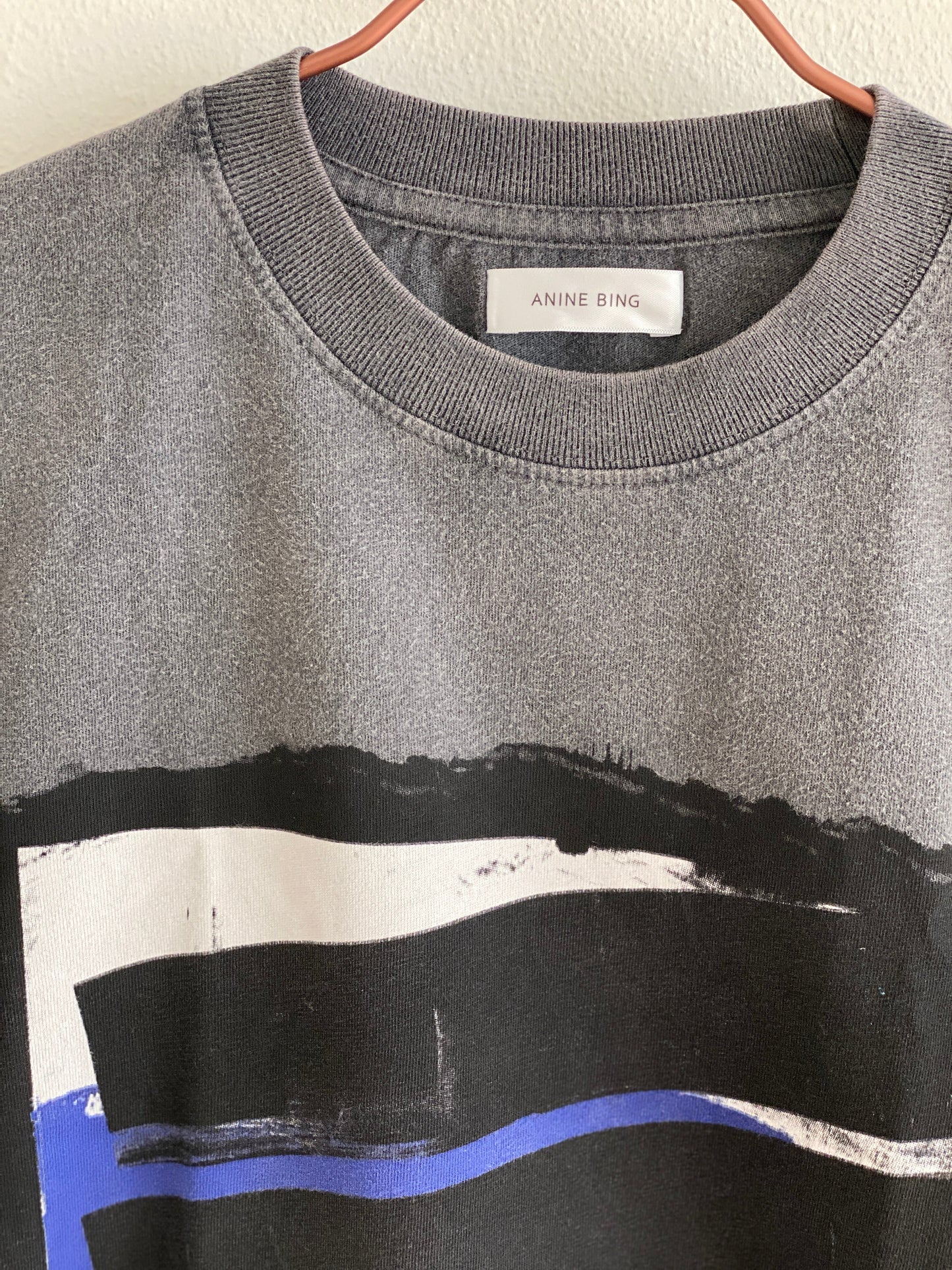 ANINE BING GEORGIE BLUE PAINTING TEE - SIZE XS