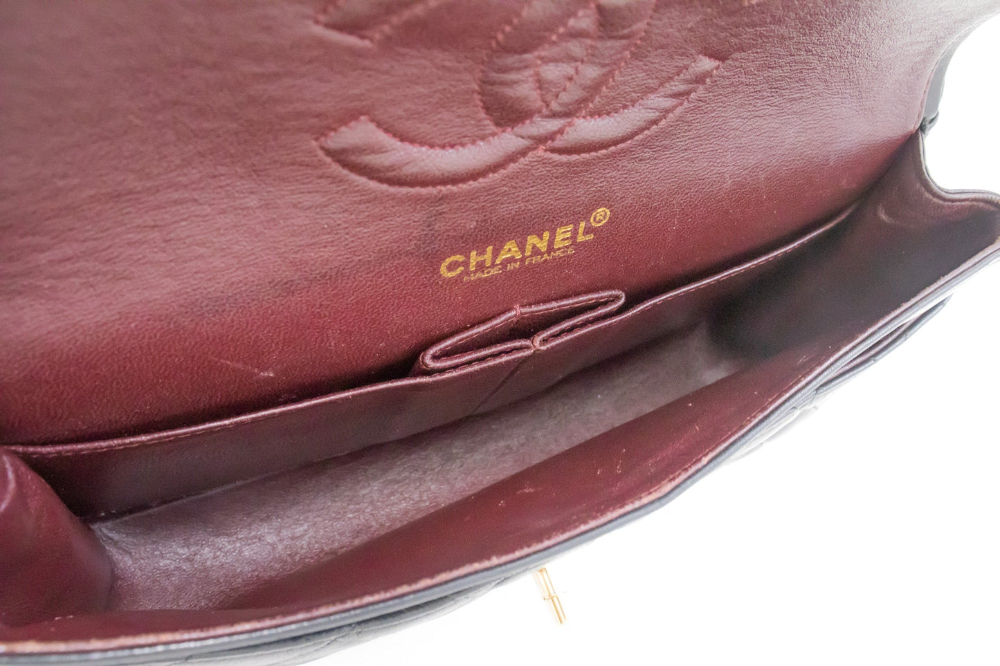 CHANEL Classic Double Flap Medium Chain Shoulder Bag Black Lamb k34