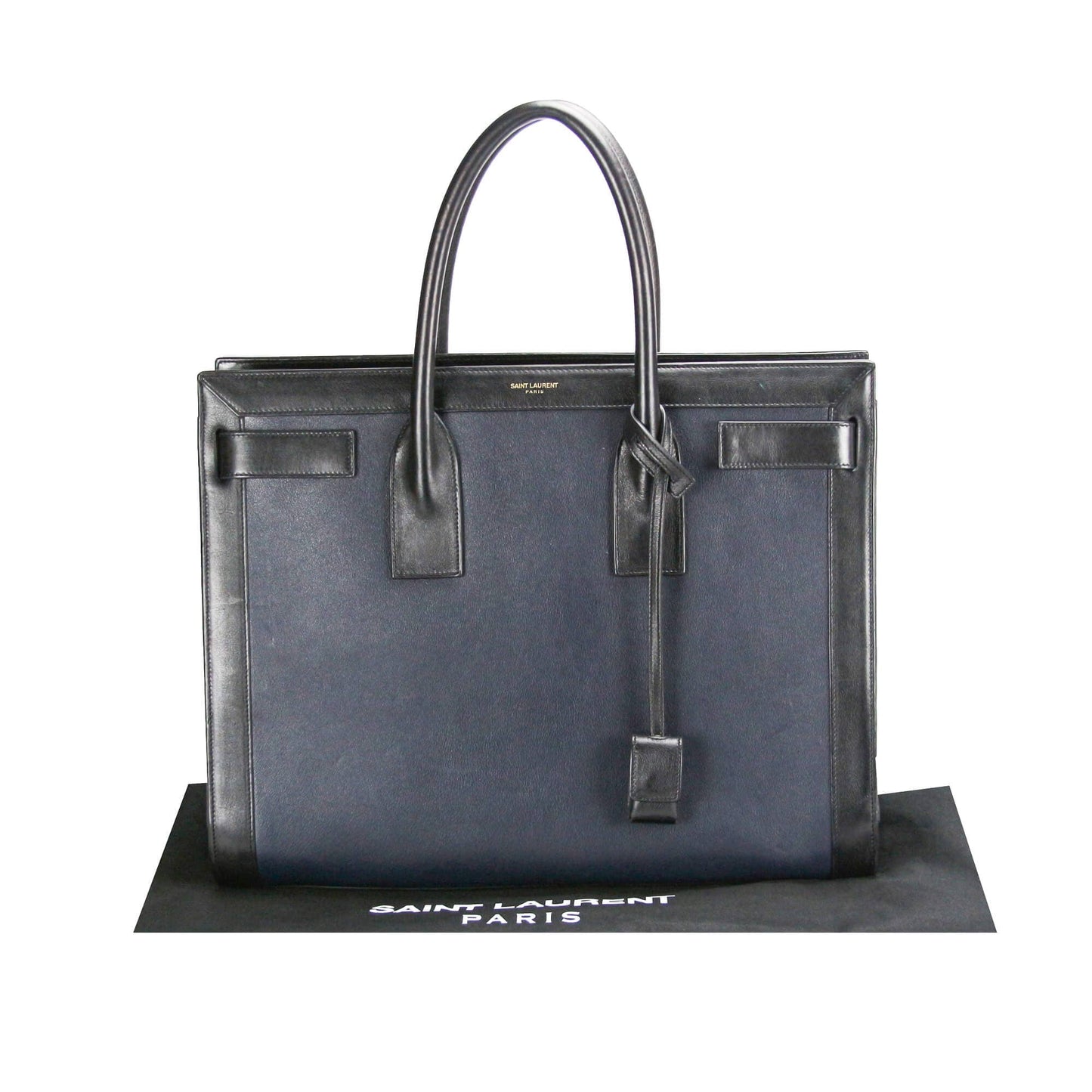 Yves Saint Laurent Sac de Jour Large Black and Blue Leather