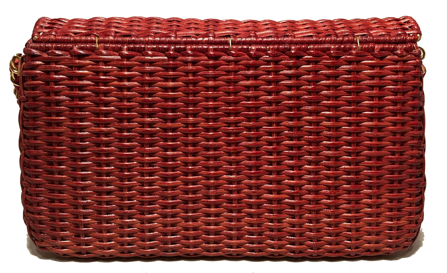 Chanel Red Wicker Classic Flap Shoulder Bag
