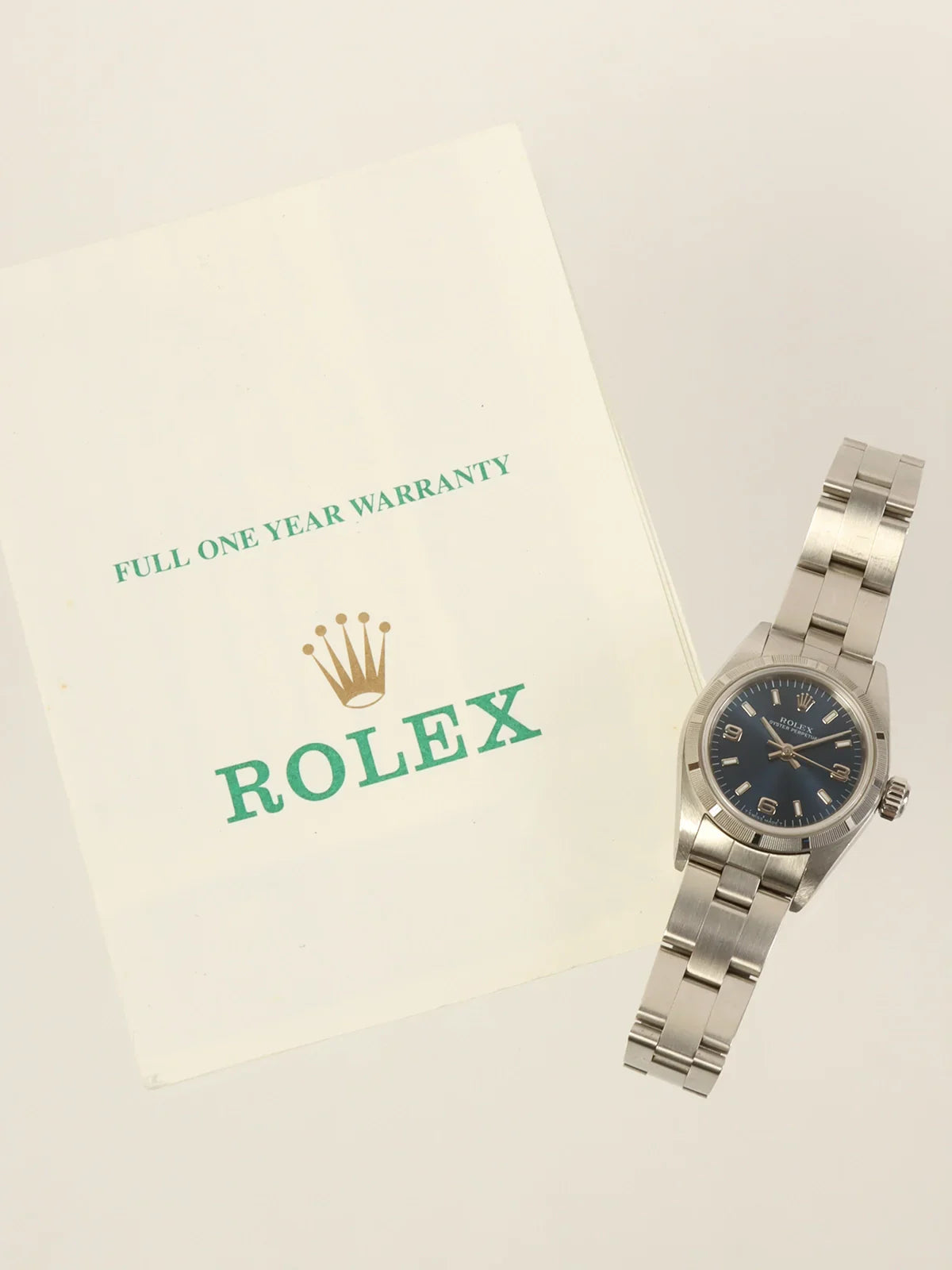 ROLEX Oyster Perpetual Silver/Bright Blue