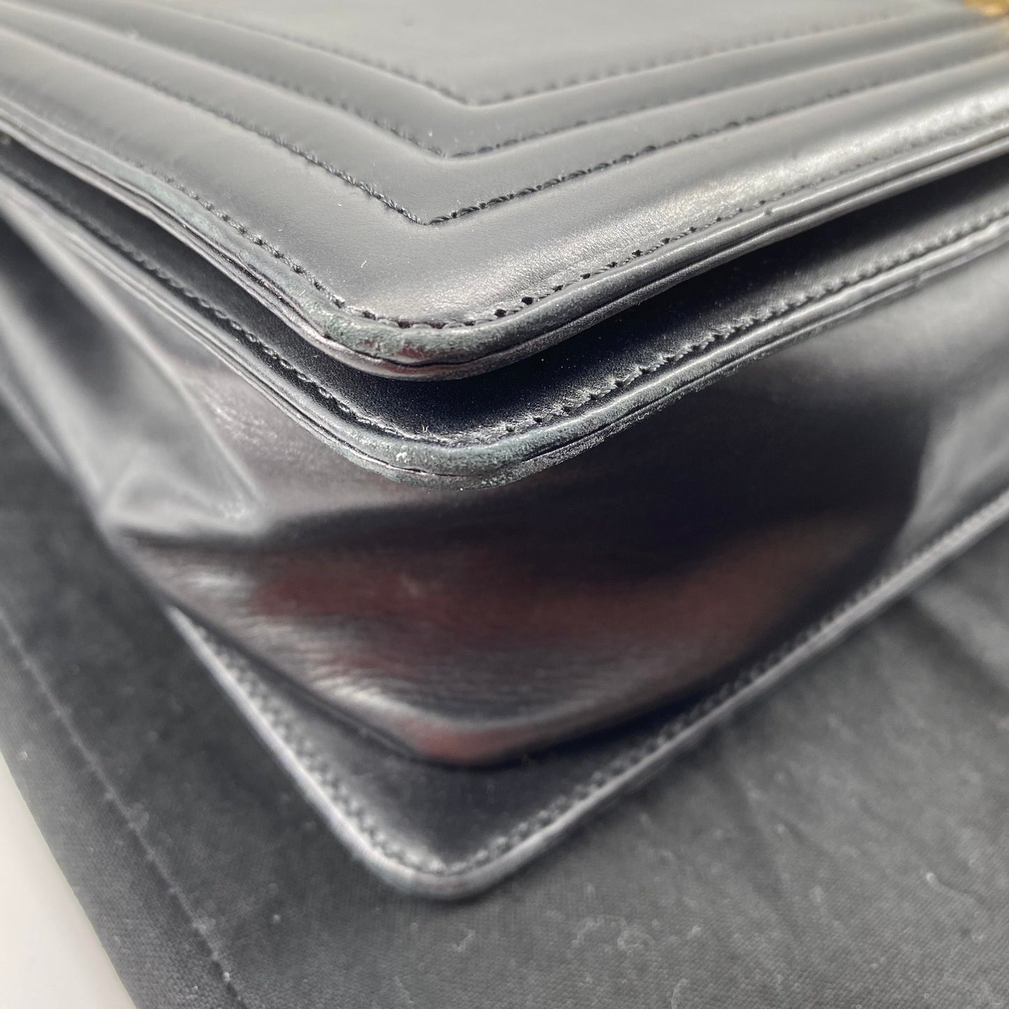 Chanel glazed leather le boy flap bag TWS