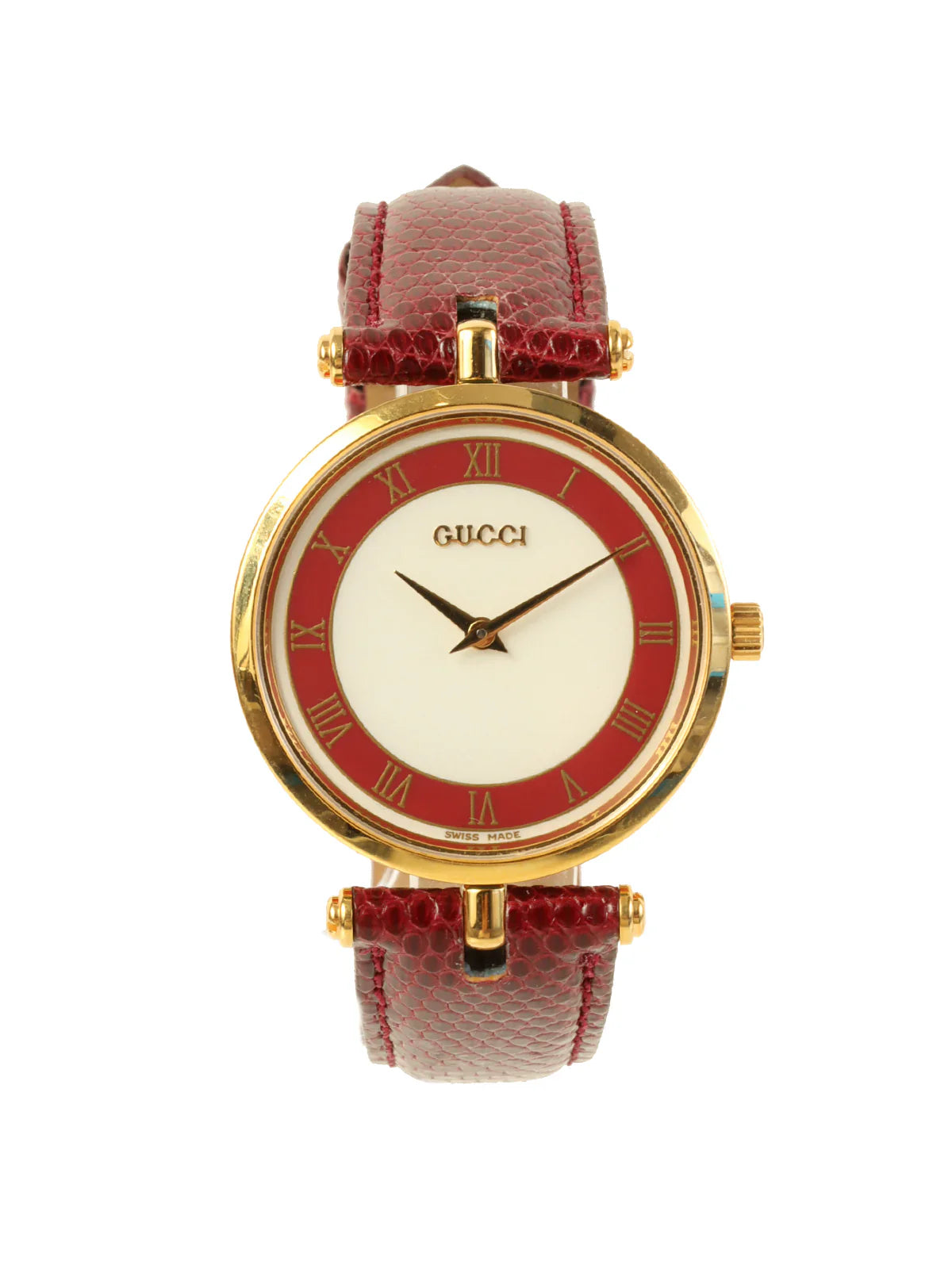 GUCCI Web Detailed Round Logo Watch Bordeaux