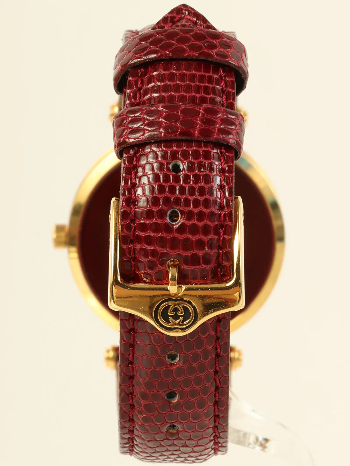 GUCCI Web Detailed Round Logo Watch Bordeaux