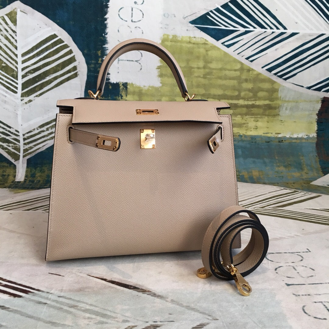 GLAMI Kelly Light Gray For Women Gold Toned Hardware 10in/25cm