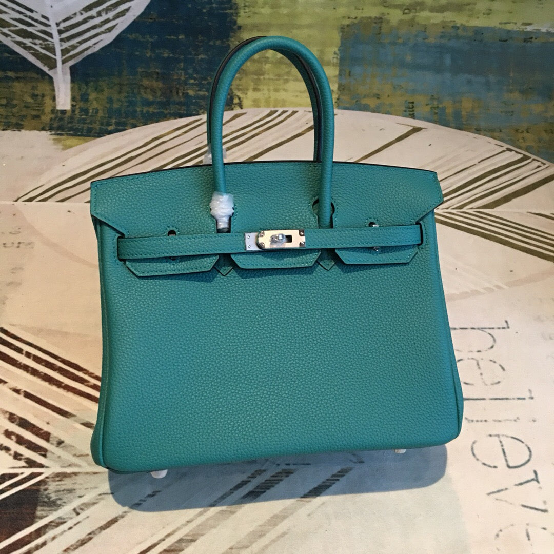 GLAMI Birkin Dark Green For Women Silver Toned Hardware 9.8in/25cm