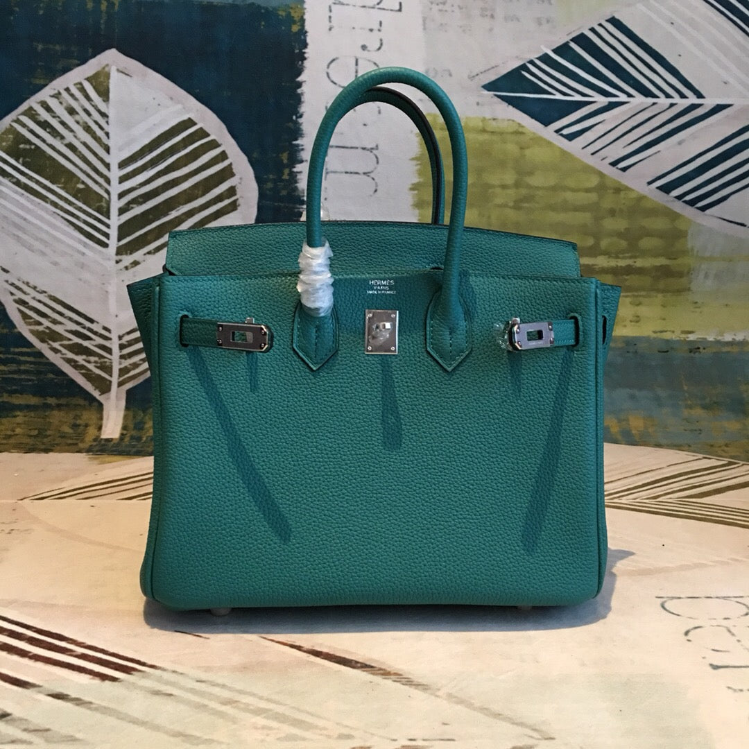 GLAMI Birkin Dark Green For Women Silver Toned Hardware 9.8in/25cm