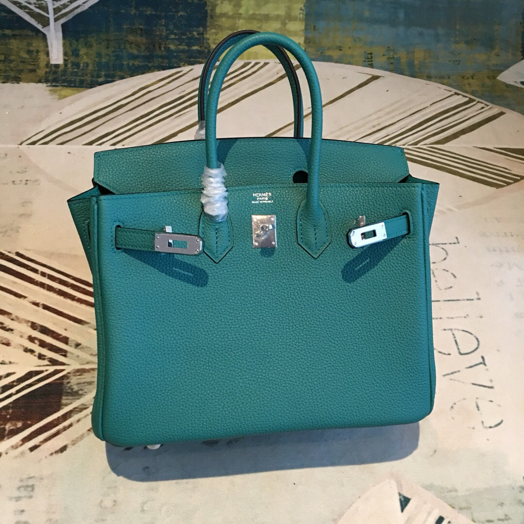 GLAMI Birkin Dark Green For Women Silver Toned Hardware 9.8in/25cm