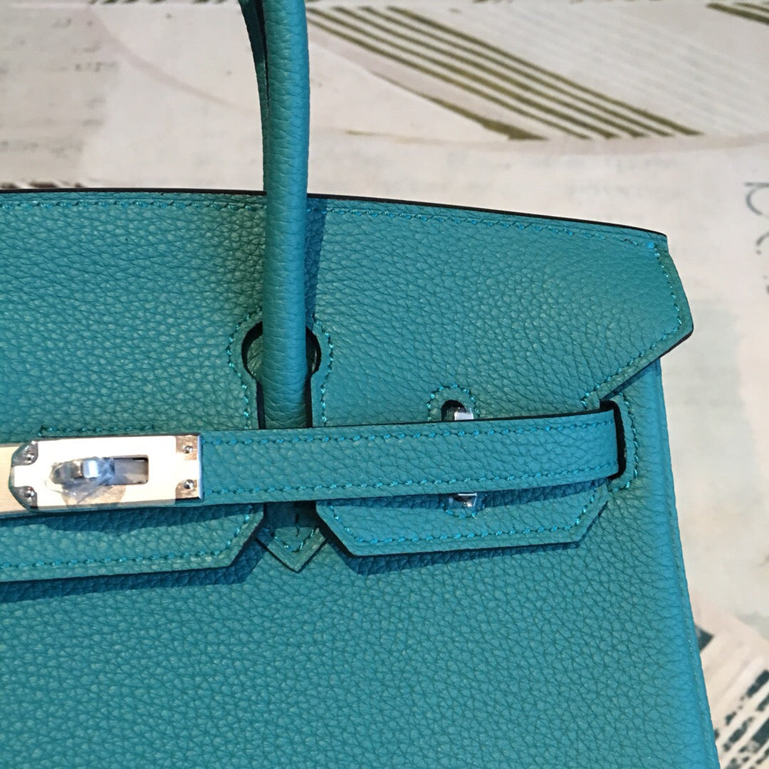 GLAMI Birkin Dark Green For Women Silver Toned Hardware 9.8in/25cm