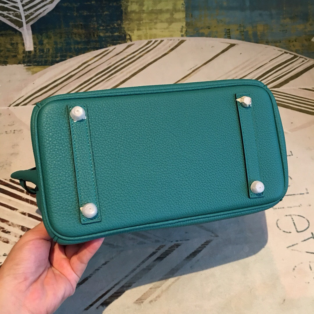 GLAMI Birkin Dark Green For Women Silver Toned Hardware 9.8in/25cm