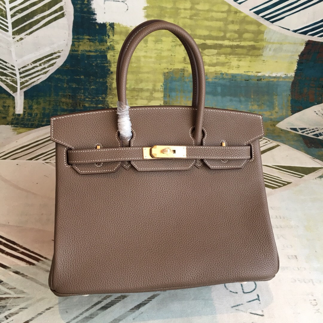 GLAMI Birkin Brown For Women Gold Toned Hardware 11in/30cm